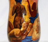 Large Painted Glass Vase